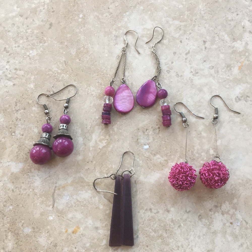 Set of 4 Earrings - Purple